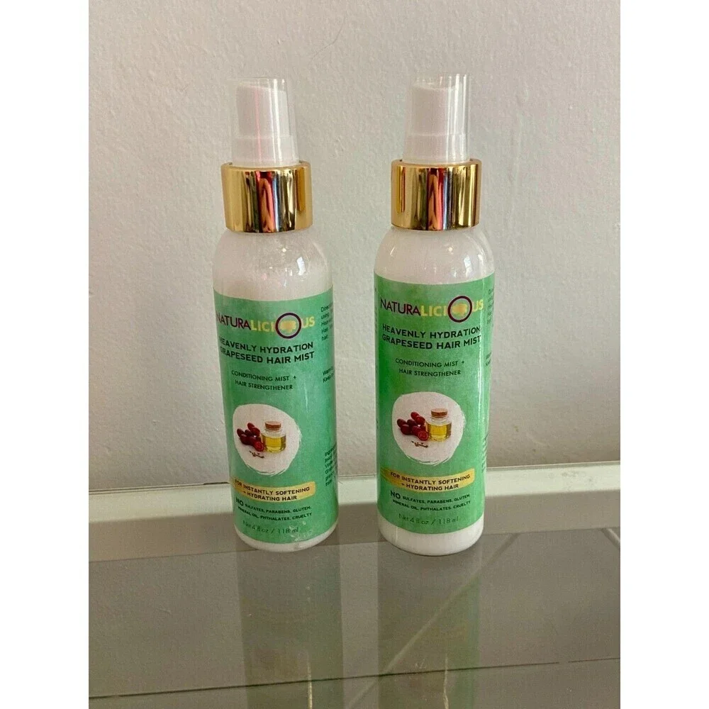 (2) Naturalicious Heavenly Hydration Grapeseed Hair Mist Conditioning 4oz NEW